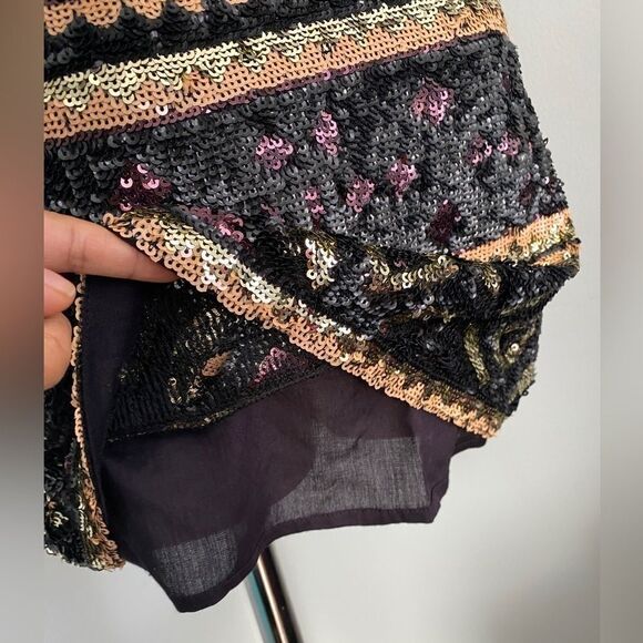 Free People NWT Metallic Geometric gold black blush Sequin Dress Xs/S ($350) - Picture 10 of 14